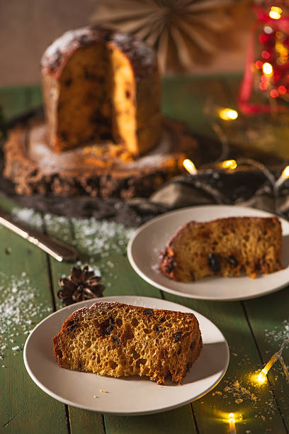 istock Two Served Slices of Panettone with Festive Winter Setting 2250417587