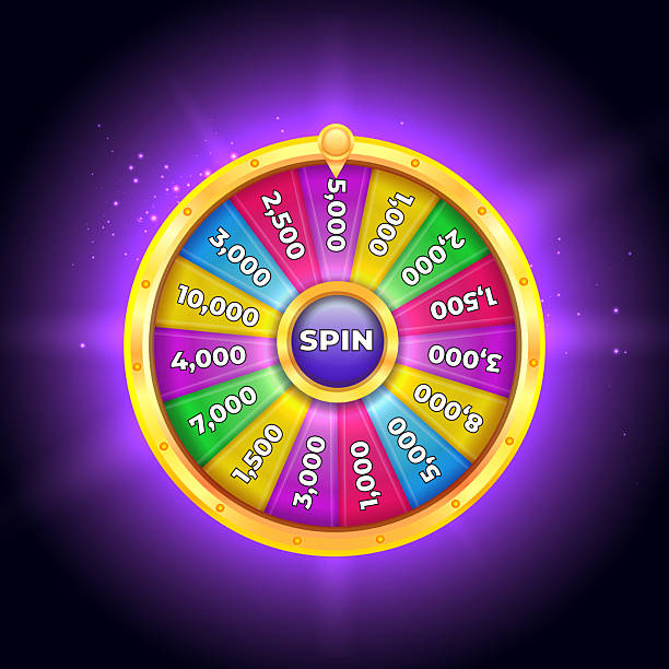 istock Colorful Casino Spin Wheel with Bright Neon Lights, Jackpot Prizes, and Sparkling Effects for Gambling Games 2250420270