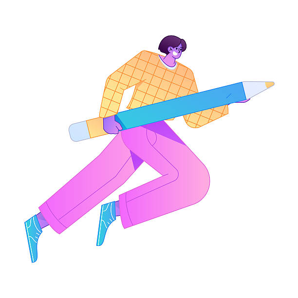 istock Figure holding a fountain pen writing, drawing, creating sketches, hand-drawn illustrations 2250424026