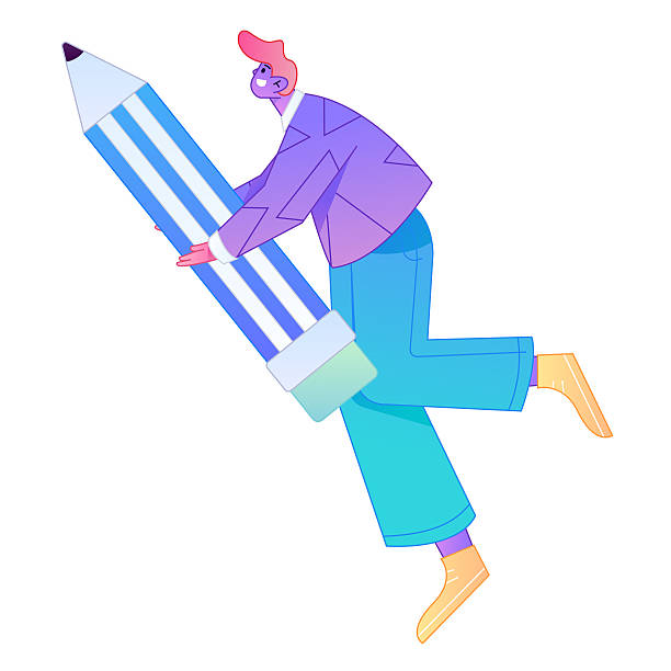 istock Figure holding a fountain pen writing, drawing, creating sketches, hand-drawn illustrations 2250425672