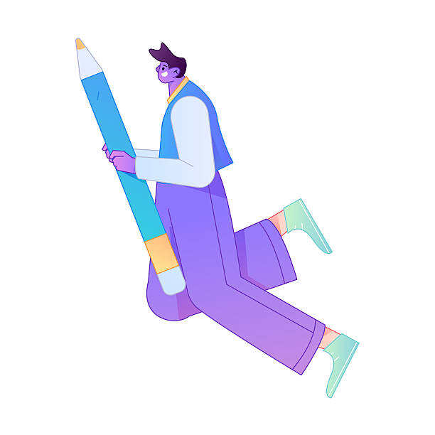 istock Figure holding a fountain pen writing, drawing, creating sketches, hand-drawn illustrations 2250429151
