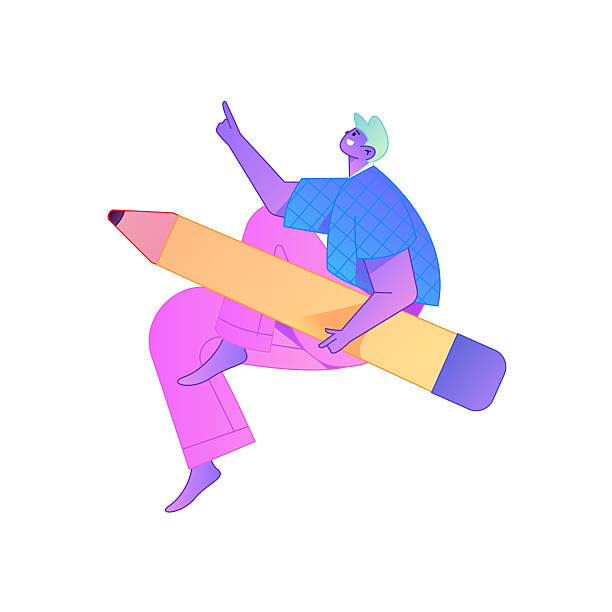 istock Figure holding a fountain pen writing, drawing, creating sketches, hand-drawn illustrations 2250429562