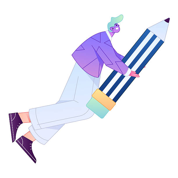 istock Figure holding a fountain pen writing, drawing, creating sketches, hand-drawn illustrations 2250429916