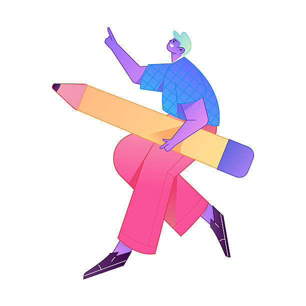 istock Figure holding a fountain pen writing, drawing, creating sketches, hand-drawn illustrations 2250430871