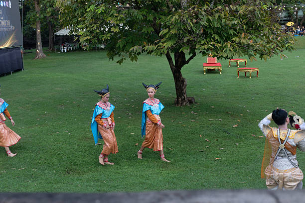 Phimai, Nakhon Ratchasima, Thailand - 2025/08/11: Traditional Thai dance performance during the 2025 Phimai Festival in Nakhon Ratchasima. Dressed as young water buffalo.