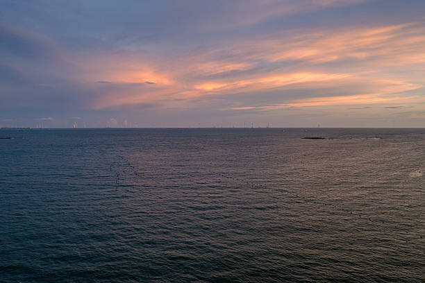 The evening sea and sunset glow