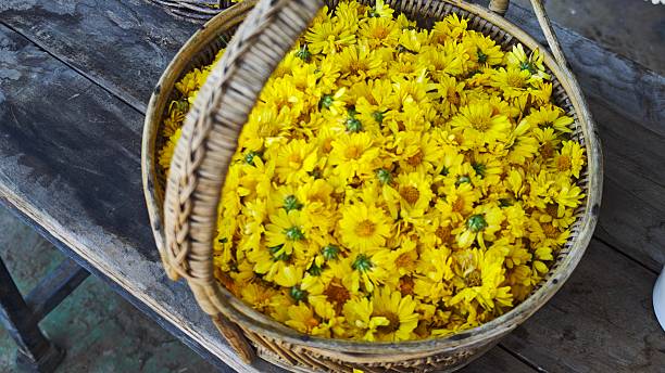 istock Yellow chrysanthemum flowers in a basket. 2250447031