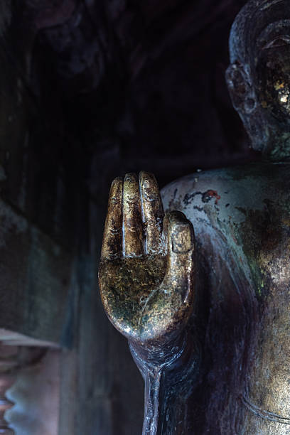 close up the hand of buddha image