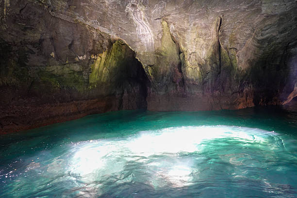 istock Turquoise water pool inside shaded rocky sea cave chamber 2250461236