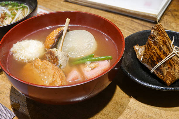 istock Japanese oden dish with assorted ingredients on white plate 2250462344