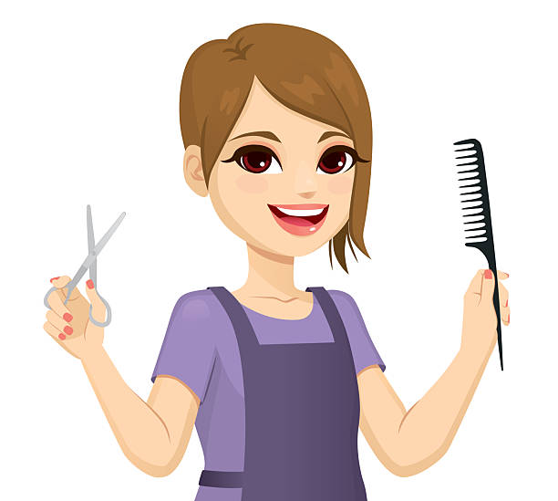istock Hairdresser Holding Scissors And Brush 2250471305