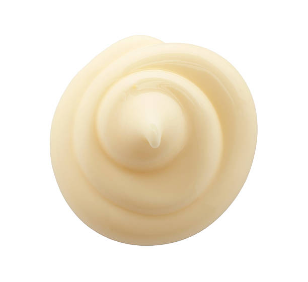 istock Sample of delicious mayonnaise isolated on white, top view 2250477182