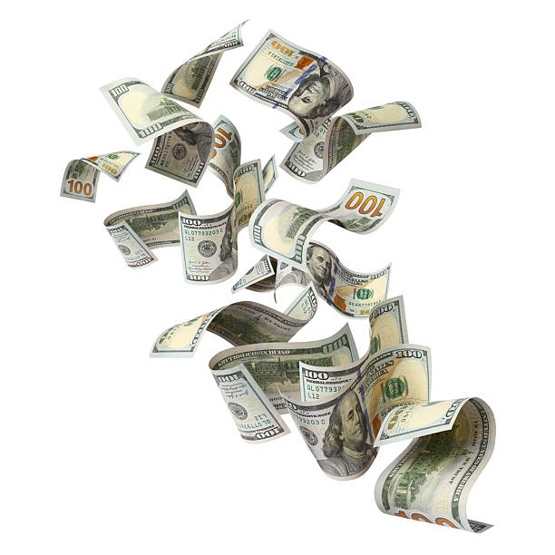 istock Flying hundred dollar bills swirling in dynamic motion, isolated on white background 2250491140