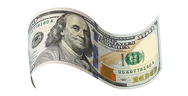 istock Curved hundred dollar banknote, isolated on white background 2250491165