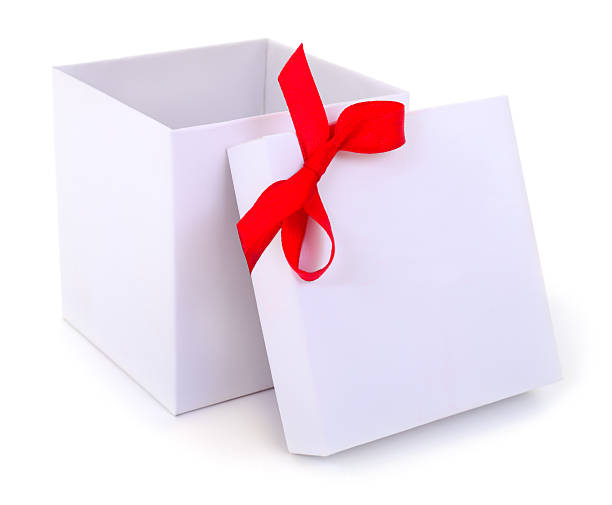 istock Open White Gift Box with Red Ribbon Isolated 2250497817