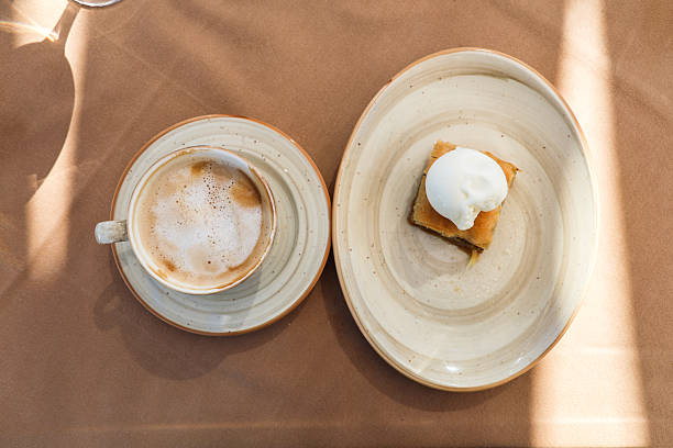 istock Turkish baklava with ice cream and a cup of aromatic coffee 2250501335