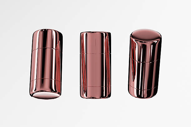 istock rose gold foundation stick mockup, luxury metallic sunscreen Stick packaging, gold electroplating makeup twist up tube packaging, Cylindrical Deodorant Packaging, Rotating makeup blush cream container 2250506344