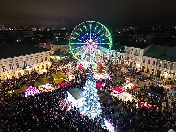 istock Kielce - Poland - Christmas tree lights on the square 2250507555