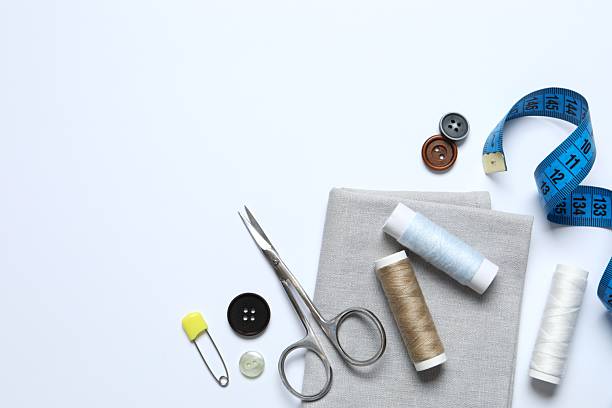 istock Flat lay composition with different sewing supplies on white background 2250509058