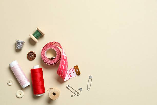 istock Flat lay composition with different sewing supplies on color background 2250509075