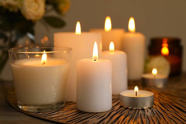istock Beautiful composition with candles on the table 2250512786