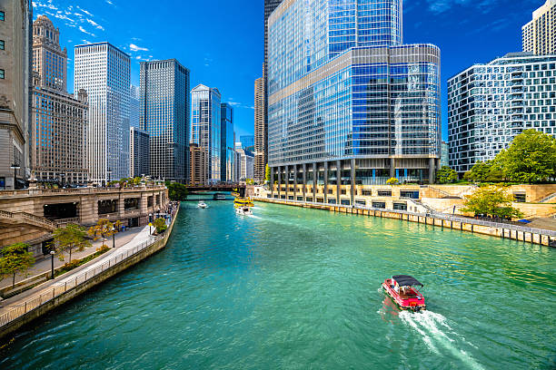 istock Chicago, USA. Chicago green river and waterfront architecture cr 2250520175