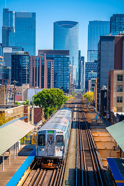 istock Chicago, USA. Chicago L elevated rapid transit system station an 2250520196