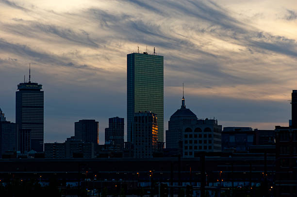 boston skyline at the marina