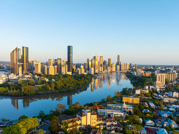 Aerial View of Brisbane City at First Light