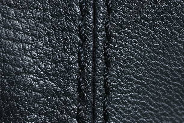 istock Black leather with seam as background, top view 2250542615