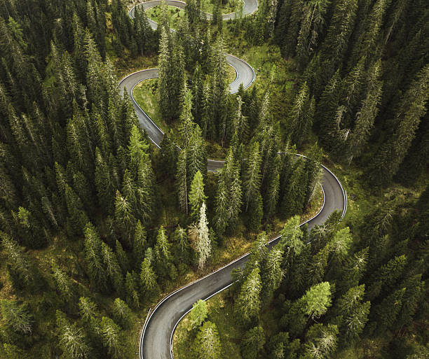 istock alpine winding road from above 2250545144