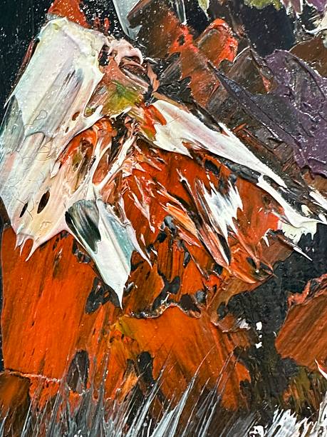 istock Vivid Red and White Impasto Abstract Art 2250545386