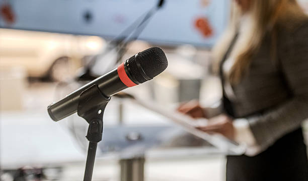 istock Businesswoman giving a speech 2250545917