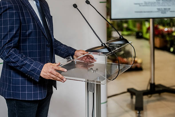 istock Spokesman at the podium 2250545919