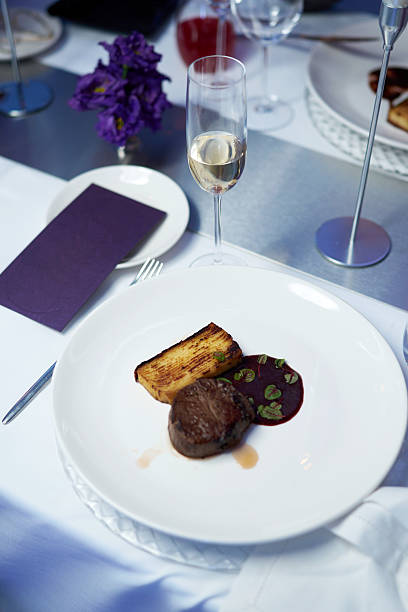 istock Elegant fine dining dish served on a festive table 2250551958