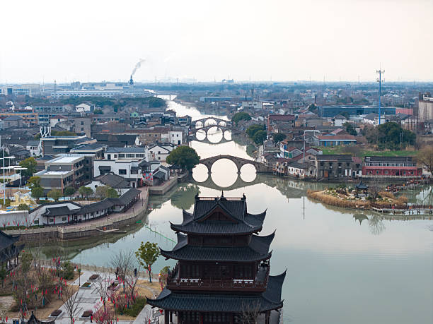 Ancient Town with Historic Bridges and Waterways