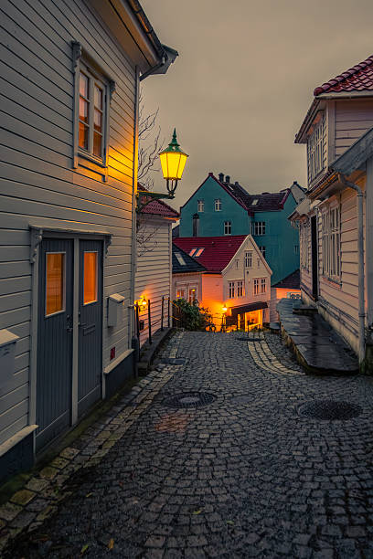 “Brightly painted wooden buildings of  Bergen, Norway, a UNESCO World Heritage Site known for its Hanseatic architecture and harbor front charm.”