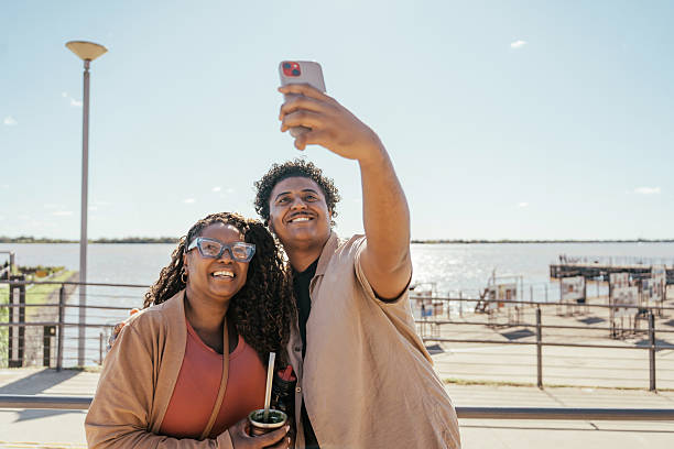 istock Couple taking a selfie in Porto Alegre 2250556628