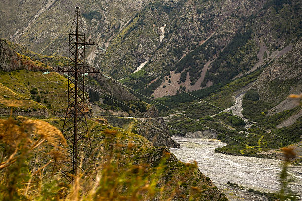 power lines in the mountains
