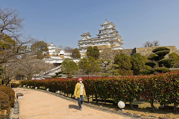 Himeji, Japan - March 26, 2025: Scenic view of Himeji castle and park UNESCO world heritage site in Himeji, Hyogo prefecture in Japan
