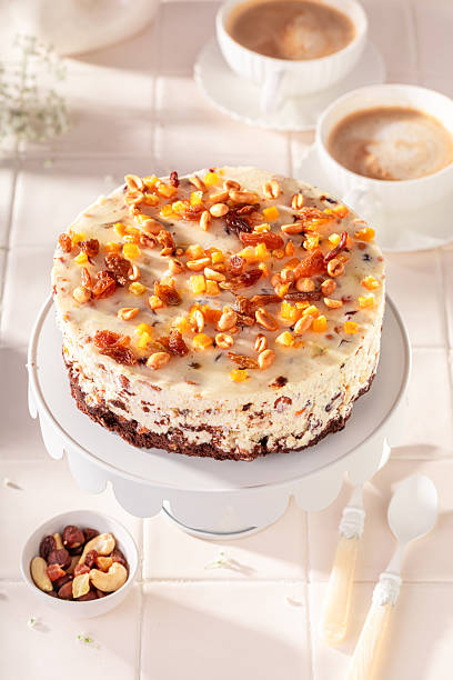 istock Homemade cheesecake with nuts and served on cake stand. 2250560881