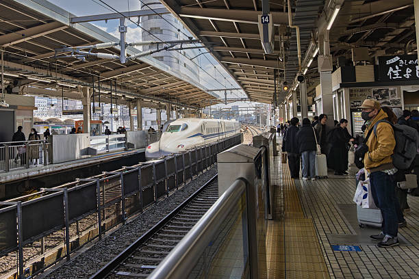 Nagoya, Japan - March 20, 2025: High-speed train at Nagoya station in Japan