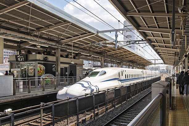 Nagoya, Japan - March 20, 2025: High-speed train at Nagoya station in Japan