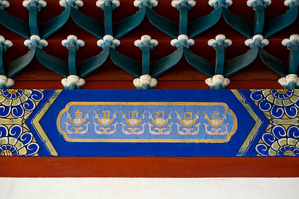 detailed part of the gyeongbokgung palace in seoul, south korea