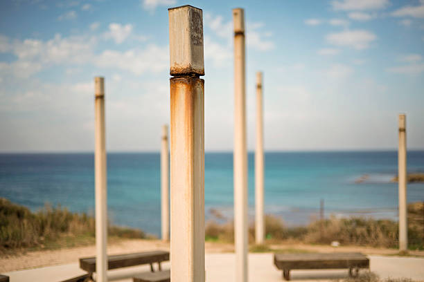 istock Rustic Coastal Shelter Pillars Overlooking the Sea 2250581719