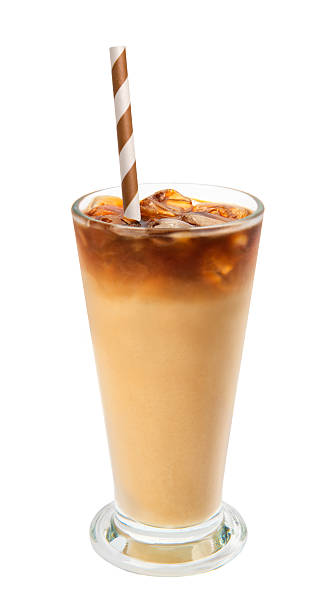 Iced latte coffee isolated on white background.