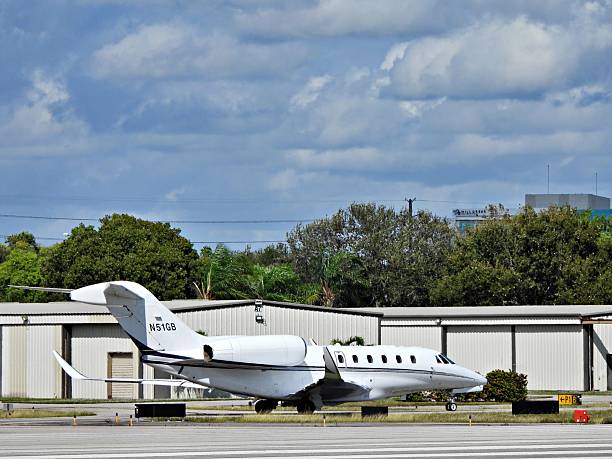 Boca Raton, Palm Beach County,  Florida – USA, December 2, 2025. A Cessna 750 fixed wing multi engine (12 seats / 2 engines) N51GB taxiing to take off from the Boca Raton Airport.