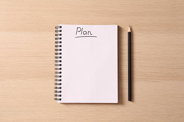 istock Business plan. Pencil and notebook on wooden background 2250585172
