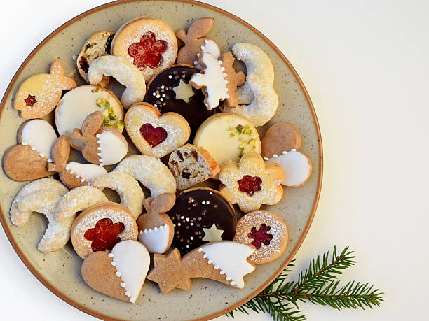 Various kinds of cookies on a plate. Christmas baking
