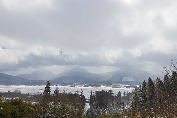 it is Snowy scenery in Kokonoe Town (Kokonoe Town, Oita Prefecture)